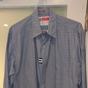 Robert Graham "Freshly Laundered" men's light blue/gray LS shirt, size XL